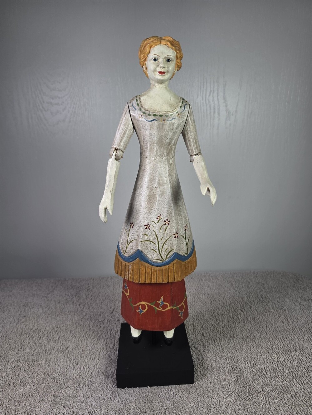 Hand-Painted Folk Art Wooden Female Figurine By Foreside Home&Garden